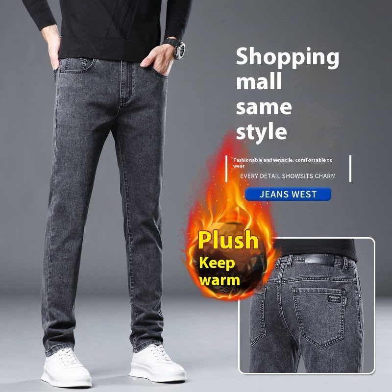 Herren Lose Gerade Business Hosen Winter Dicke Stil Hosen
