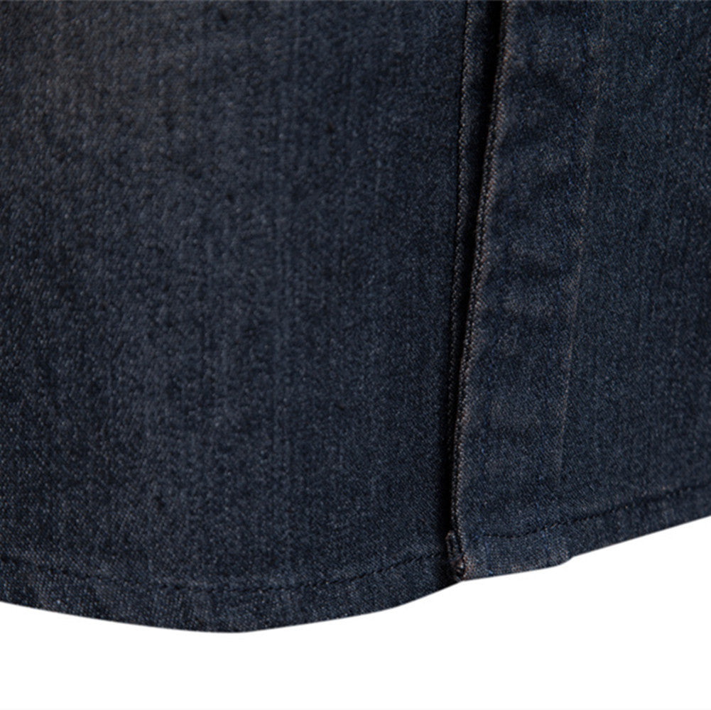 Herren Langarm Jeanshemd Casual Solid Button Slim Tops Kleidung