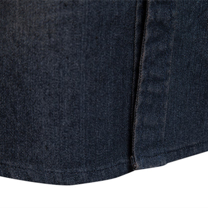 Herren Langarm Jeanshemd Casual Solid Button Slim Tops Kleidung