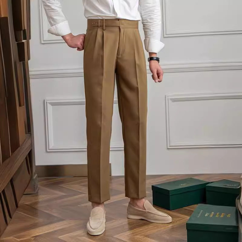 Lässige Herren Paris Schnalle Straight Business Small Naples Bügelfreie All-Match Anzughose