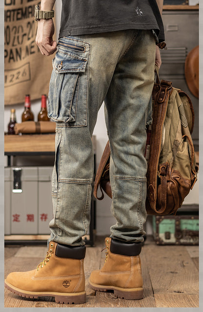 Pantalon décontracté coupe droite style rétro printemps et automne