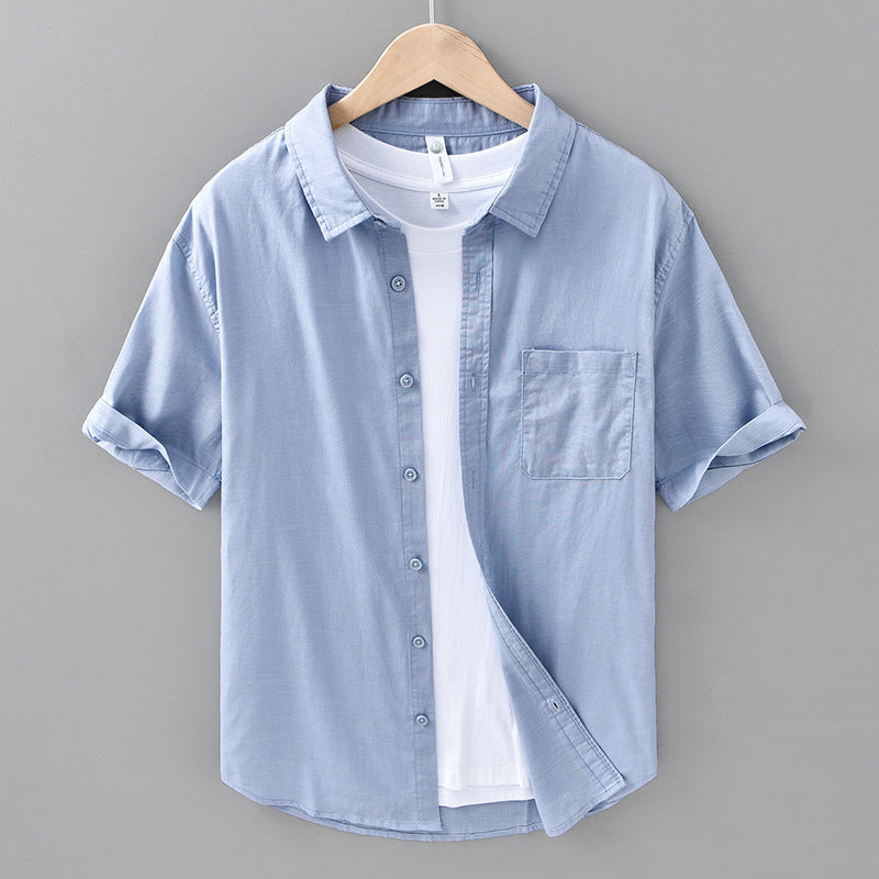 Chemise à manches courtes en lin fin pour homme