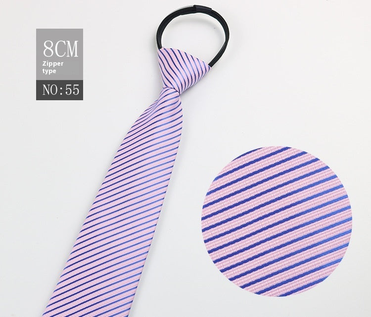 Black Men's Tie Striped Blue Business Tie Lazy Zip Tie In Stock Wholesale Pull Peels - ARCHSHOPE