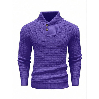 Men's Slim Turtleneck Sweater With Button Design Fashion Casual Solid Color Pullover Top Clothing - ARCHSHOPE