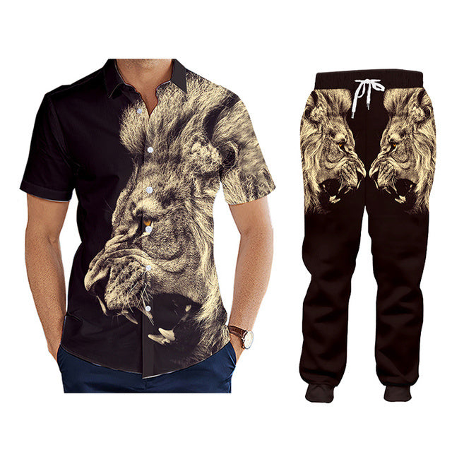 Lässiger Herren-Trainingsanzug mit Kapuze und Hose mit D-Druck