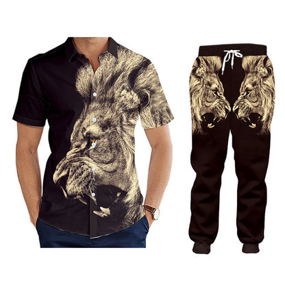 Lässiger Herren-Trainingsanzug mit Kapuze und Hose mit D-Druck