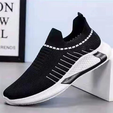Chaussures chaussettes tendance en maille à rayures pour hommes, baskets respirantes et légères à enfiler pour l'extérieur