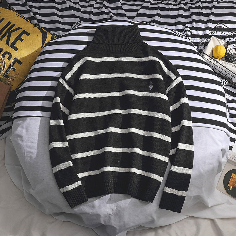 Herbst und Winter Rollkragenpullover für Männer und Jungen Trend All-Match-Linie Kleidung Lazy Wind