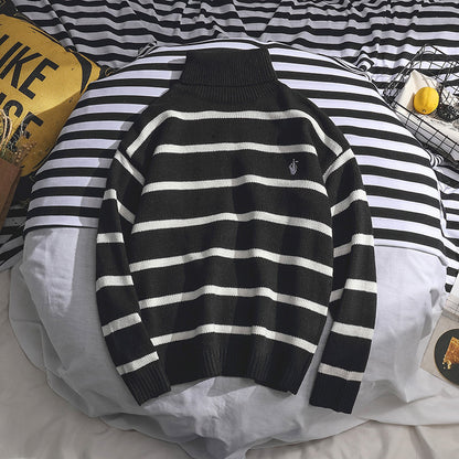 Herbst und Winter Rollkragenpullover für Männer und Jungen Trend All-Match-Linie Kleidung Lazy Wind