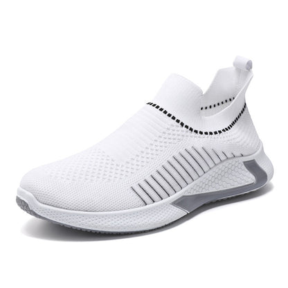 Chaussures chaussettes tendance en maille à rayures pour hommes, baskets respirantes et légères à enfiler pour l'extérieur