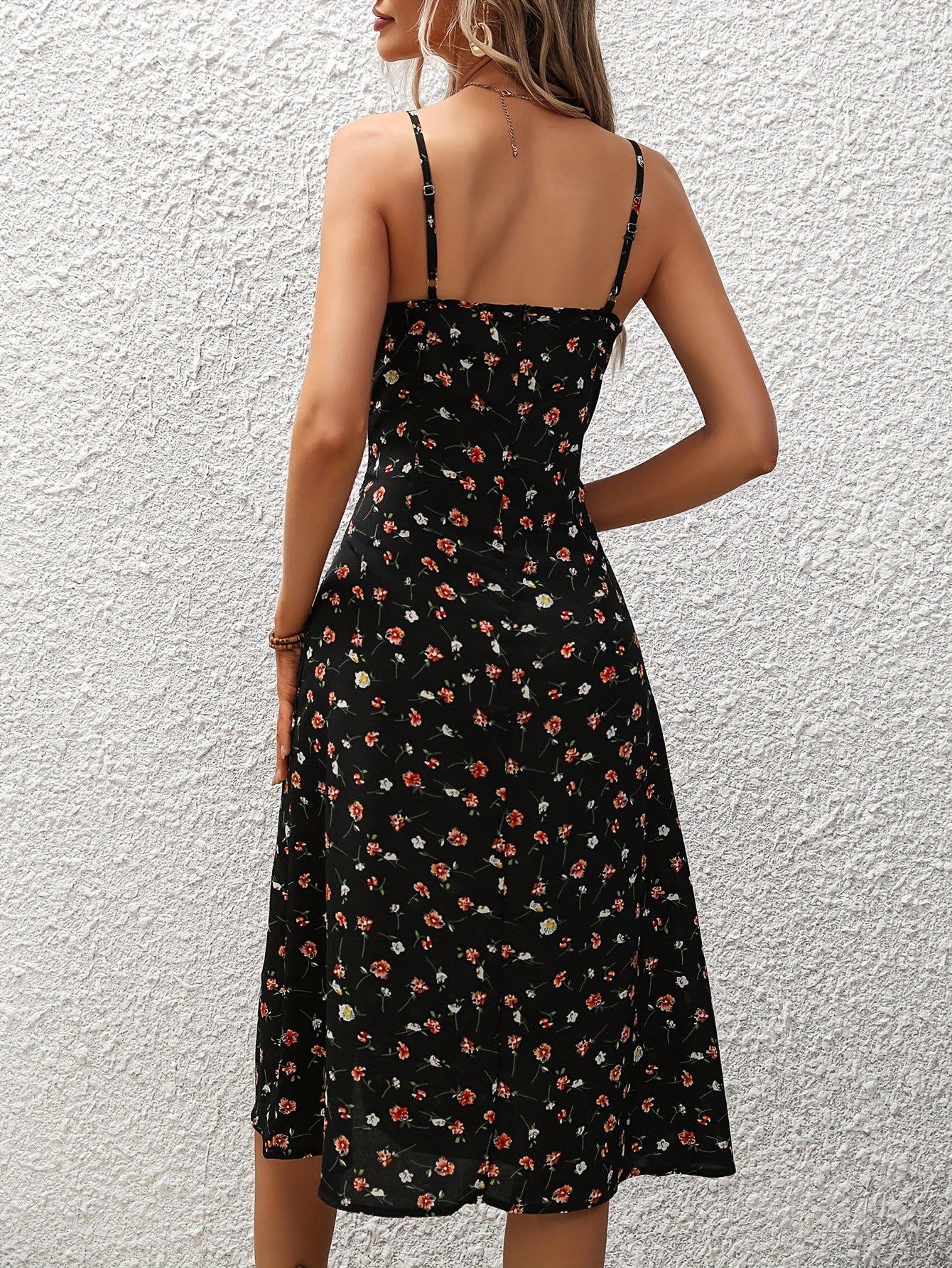 New Polka Dot Print Suspender Dress Summer Sexy Split Long Dresses For Womens Clothing - ARCHSHOPE
