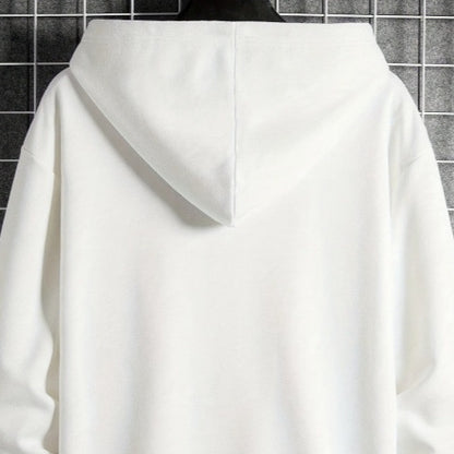 Pull à capuche décontracté à motifs géométriques pour homme avec sac