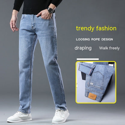 Frühlings- und Sommerkleidung, gerade, all-matching, leichte Business-Casual-Stretch-Jeanshose für Herren