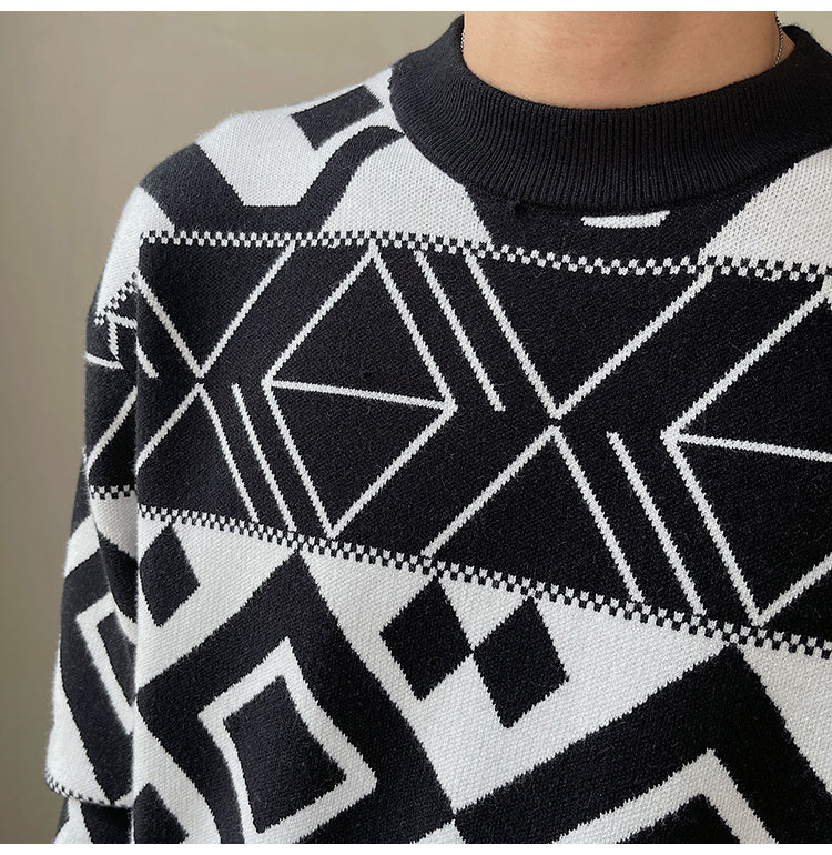 Südkorea Licht Reifung Wind männer Geometrische Jacquard Trend
