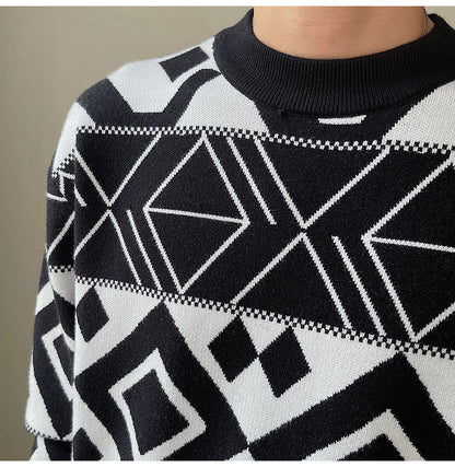 Südkorea Licht Reifung Wind männer Geometrische Jacquard Trend