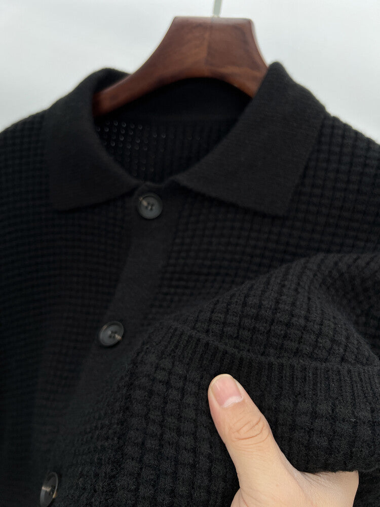 Twist Jacquard Revers Pullover Cardigan Herren Oberbekleidung Herbst und Winter Trends Mode Slim Knit Top Coat