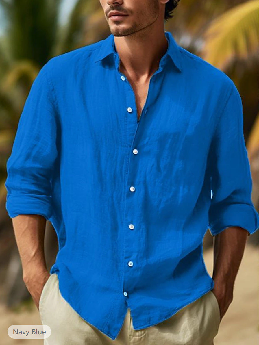Men's Casual Solid Color Plus Size Shirt - ARCHSHOPE