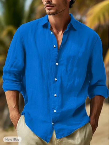 Men's Casual Solid Color Plus Size Shirt - ARCHSHOPE