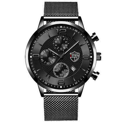 Men's Calendar Watch Business Stainless Steel Luminous Quartz Wrist Watch - ARCHSHOPE