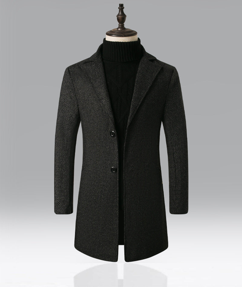 Men's Snowflake Trench Coat Mid-length Woolen Coat - ARCHSHOPE