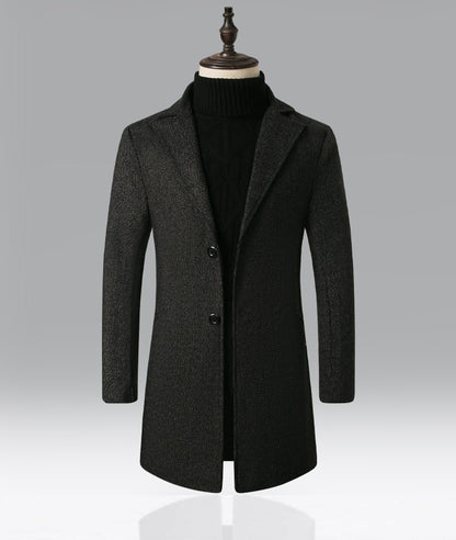 Men's Snowflake Trench Coat Mid-length Woolen Coat - ARCHSHOPE