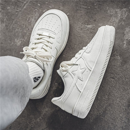 Thick Soled White Casual Sneakers For Men - ARCHSHOPE
