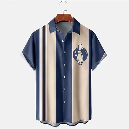 Chemise de bowling pour homme, impression numérique 3D