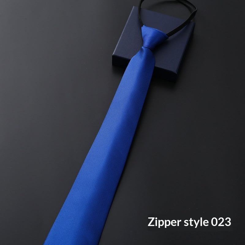 Mens Business Formal Zipper Tie With Blue Stripes - ARCHSHOPE