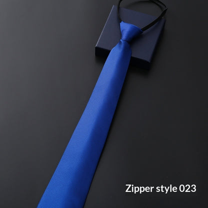 Mens Business Formal Zipper Tie With Blue Stripes - ARCHSHOPE