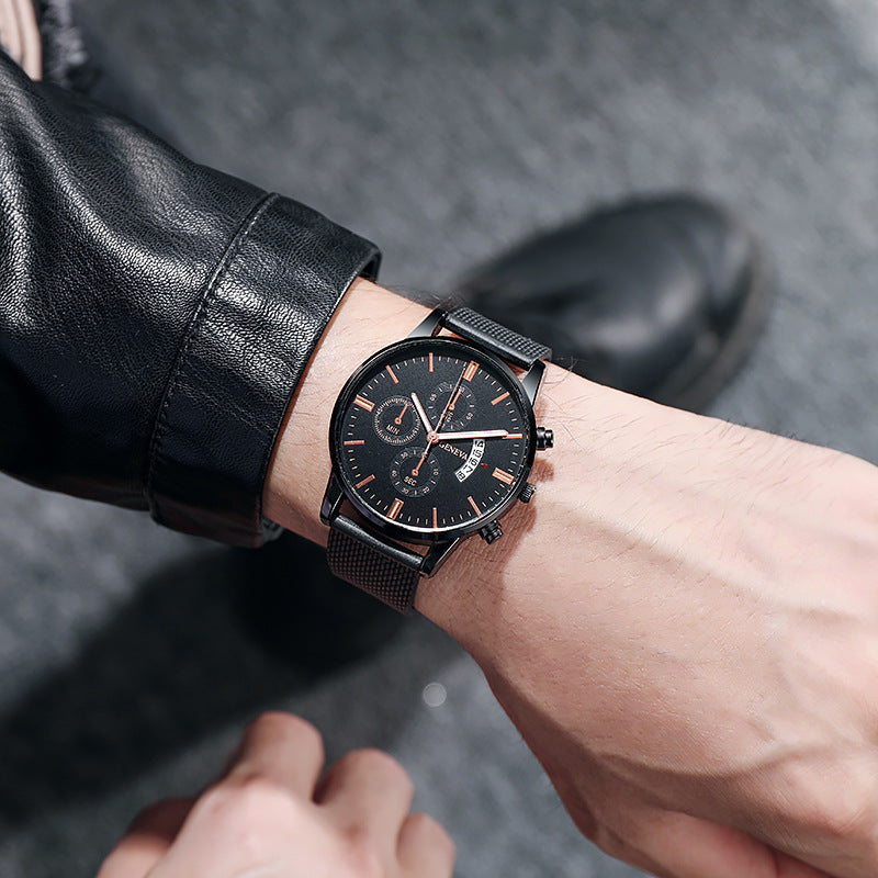 Mens Watch Fake Three-Subdial Six Hands Calendar Casual Fashionable Business Quartz - ARCHSHOPE