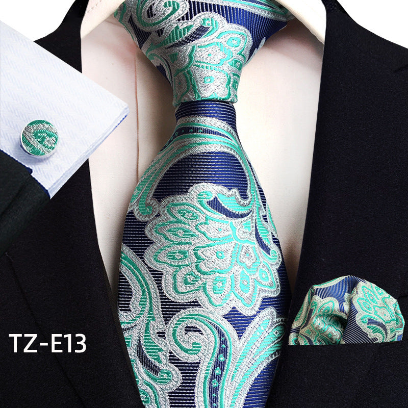 Paisley Tie Square Scarf Pocket Square Cufflinks Three-piece Set - ARCHSHOPE
