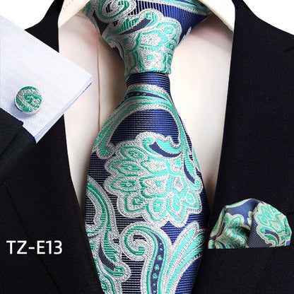 Paisley Tie Square Scarf Pocket Square Cufflinks Three-piece Set - ARCHSHOPE