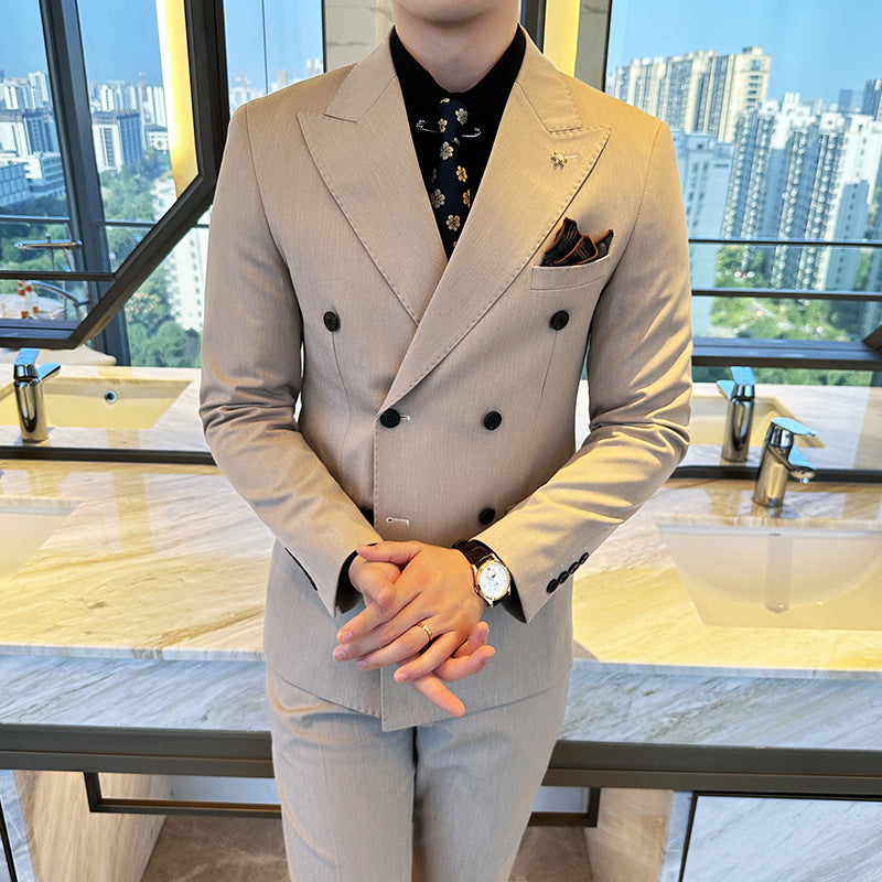 Zweireihiger Business-Slim-Fit-Freizeitanzug