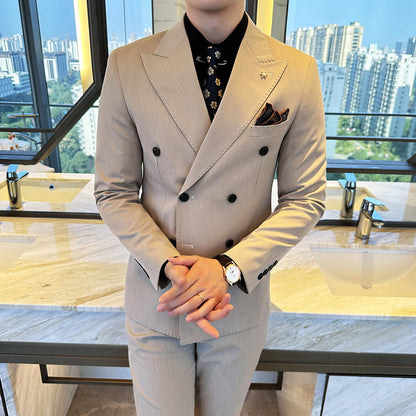 Zweireihiger Business-Slim-Fit-Freizeitanzug
