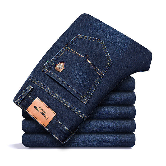 Men's Jeans Straight Loose Elastic Business Trousers