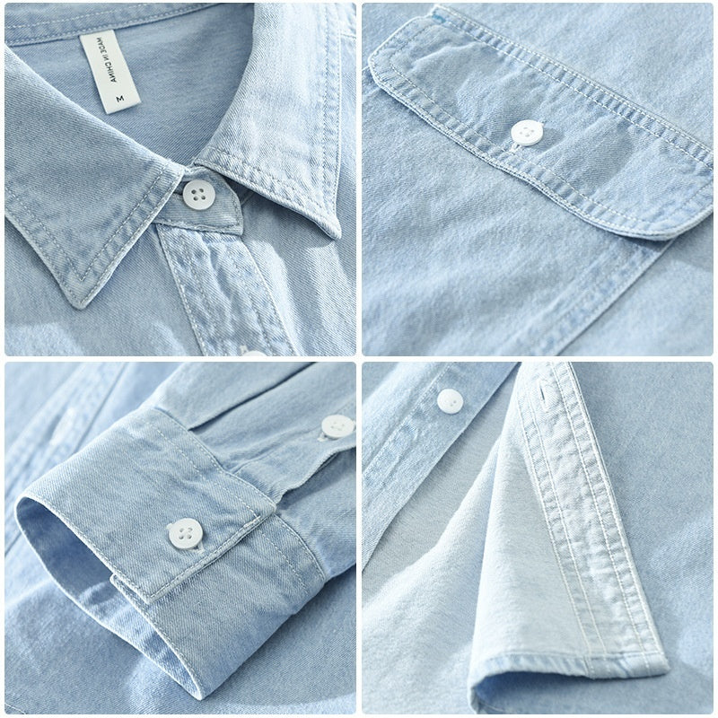 Künstlerisches, langärmliges, lockeres Freizeitoberteil aus Denim