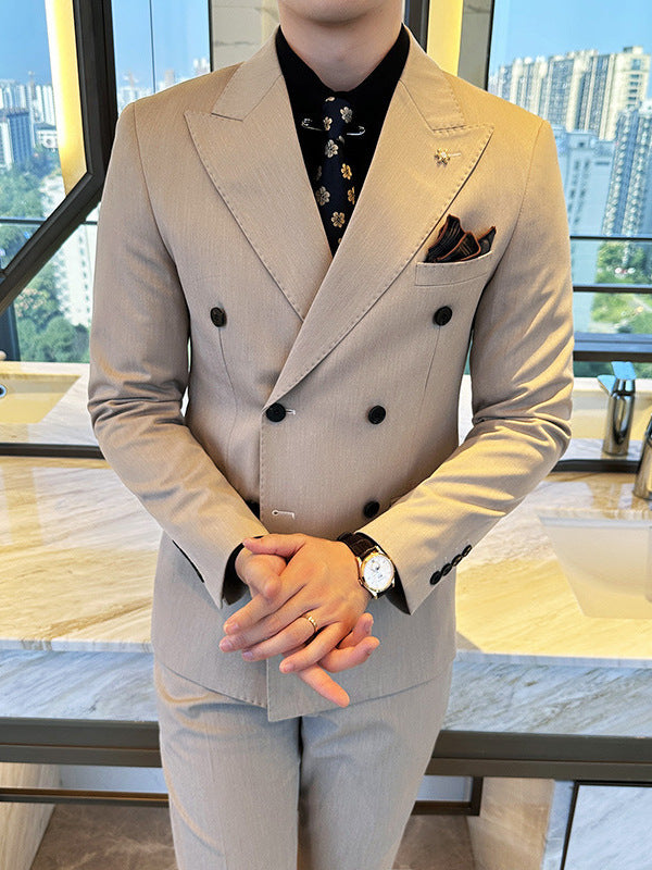 Zweireihiger Business-Slim-Fit-Freizeitanzug