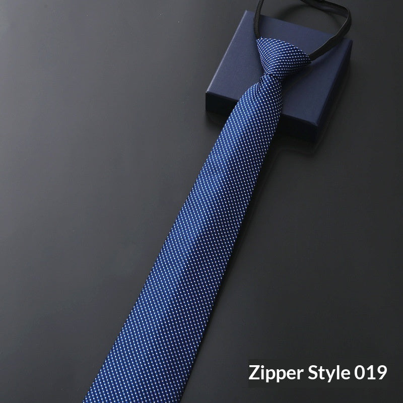 Mens Business Formal Zipper Tie With Blue Stripes - ARCHSHOPE