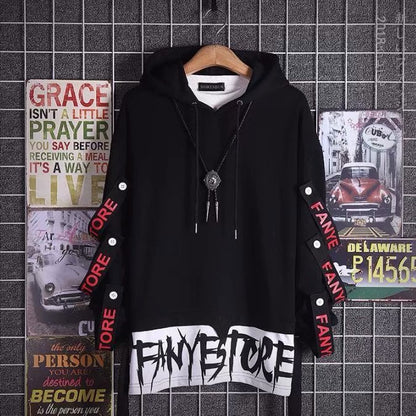 Ribbon print fake two hoodies - ARCHSHOPE