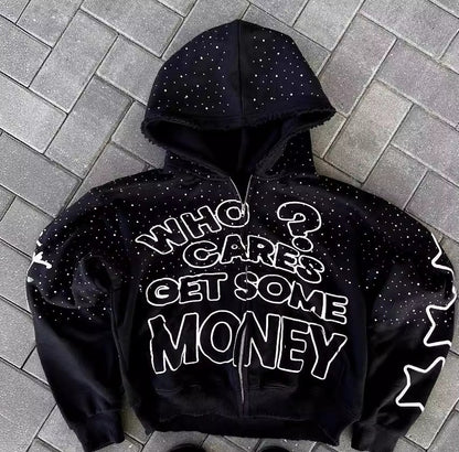 Sweat à capuche imprimé lettres de style sombre européen et américain