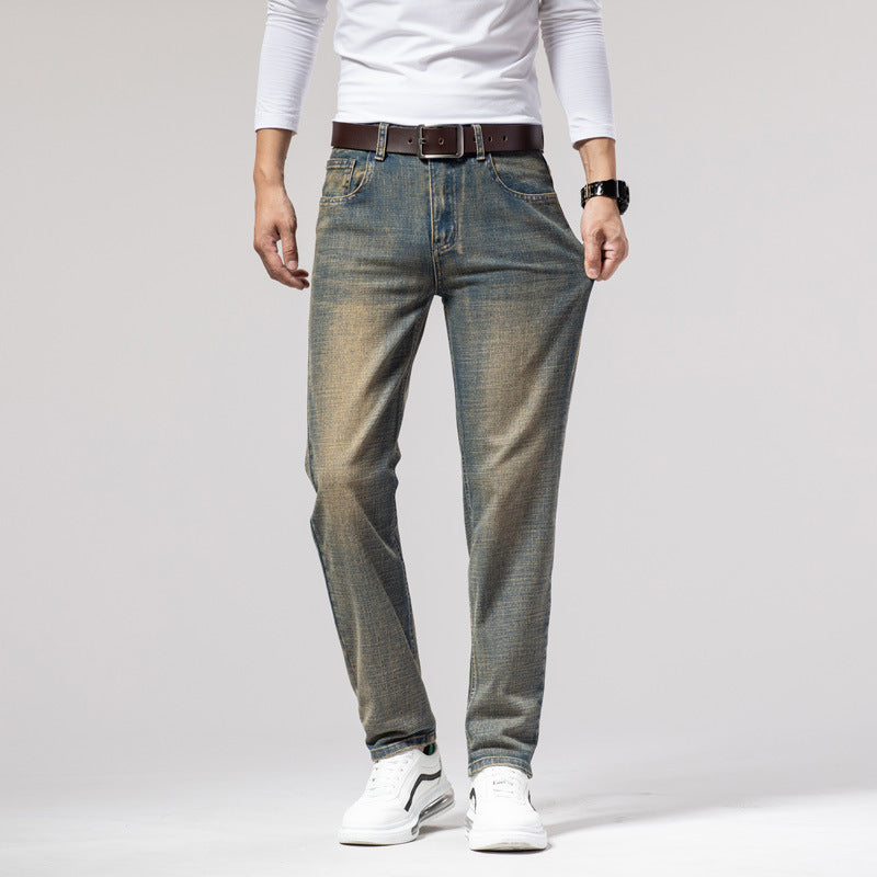 Herren Straight Stretch Slim Retro Running Volumen Vielseitige Retro Herren Lange Jeans