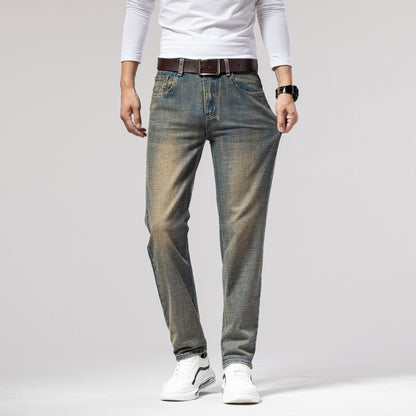 Herren Straight Stretch Slim Retro Running Volumen Vielseitige Retro Herren Lange Jeans