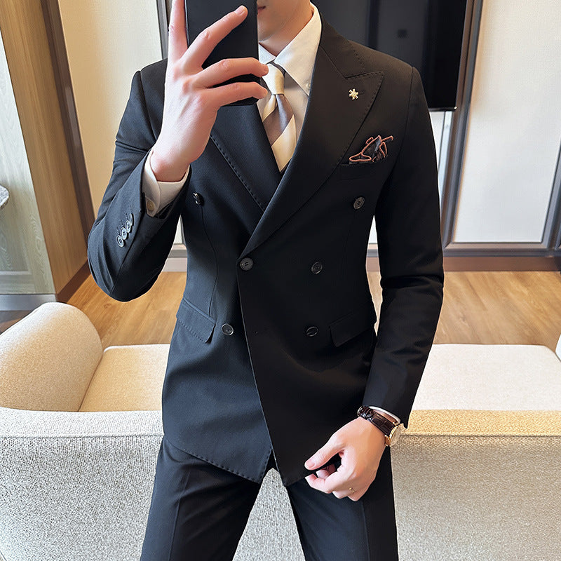 Zweireihiger Business-Slim-Fit-Freizeitanzug