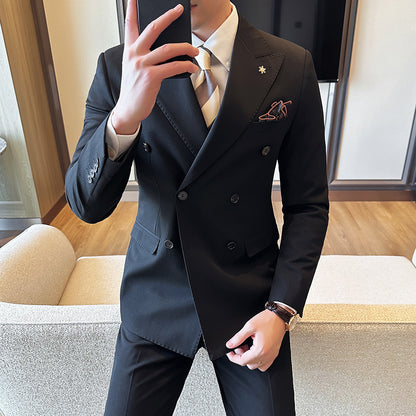 Zweireihiger Business-Slim-Fit-Freizeitanzug