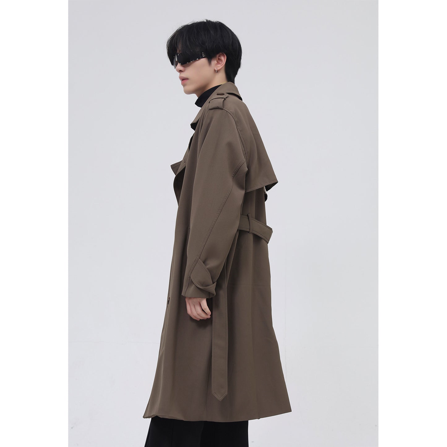 Zweireihiger einfacher Trenchcoat Herrengürtel