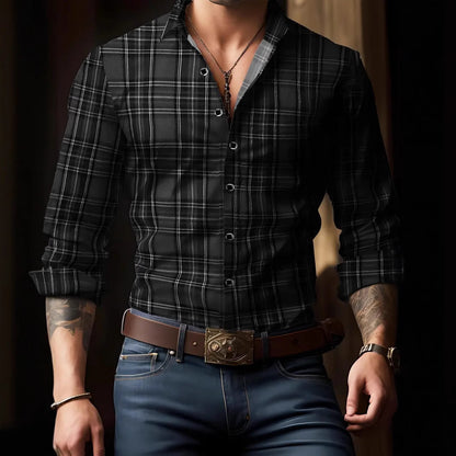 Breathable Volkswagen Casual Versatile Lattice Men's Long Sleeve Shirt - ARCHSHOPE