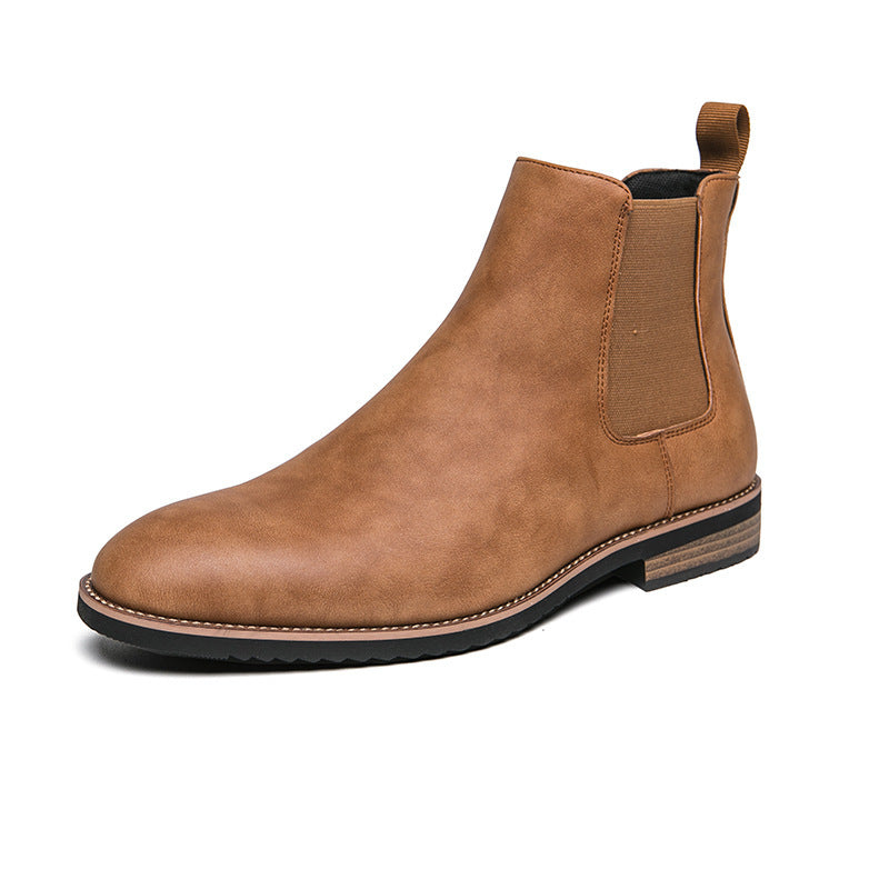 Spitz zulaufende Chelsea-Stiefel aus Leder in Übergröße für Herren