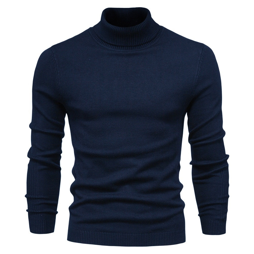 Men's Solid Color Slim Pullover Turtleneck Sweater Winter Casual Tops Clothing - ARCHSHOPE