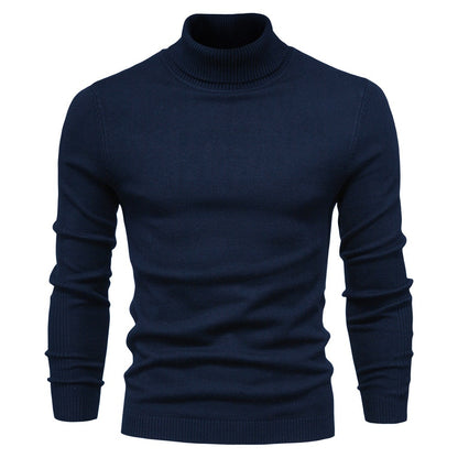 Men's Solid Color Slim Pullover Turtleneck Sweater Winter Casual Tops Clothing - ARCHSHOPE