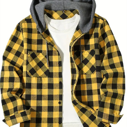 Chemise à capuche à carreaux pour homme